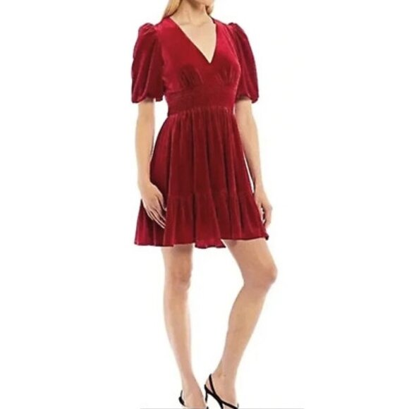 ANTONIO MELANI Dresses & Skirts - NWOT Antonio Melani Red Velvet Fit and Flare Dress Size 2